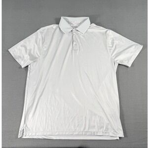 Hickey Freeman Golf Polo Shirt White Geometric Print Mens L Stretch Luxury Prep